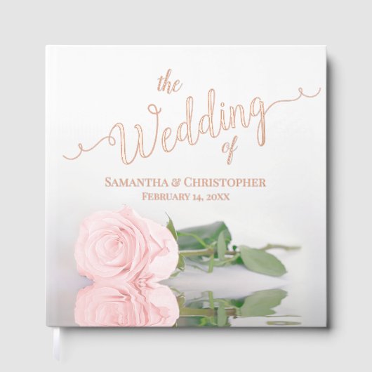 Elegante lichte blush roze roos grote bruiloft gastenboek (Voorkant)