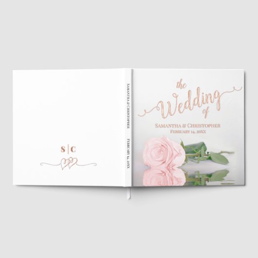 Elegante lichte blush roze roos grote bruiloft gastenboek (Volledig)
