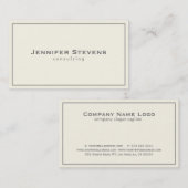 Elegante lichte crème met grijze rand visitekaartje (Voorkant / Achterkant)
