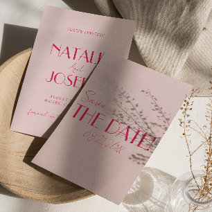 Elegante lichte diep roze minimalistische trouwdag save the date