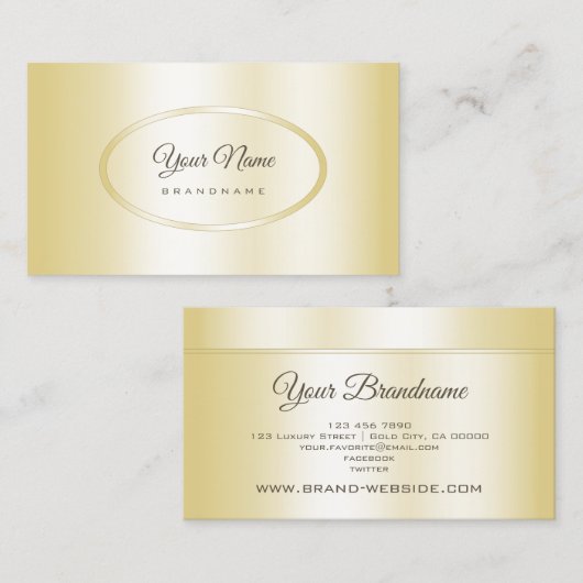Elegante Lichte Gouden en  Ovale Vorm Visitekaartje (Voorkant / Achterkant)