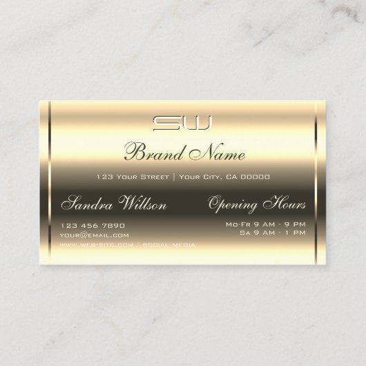 Elegante Lichte Gouden Glanzende Optica 3D Monogra Visitekaartje (Achterkant)