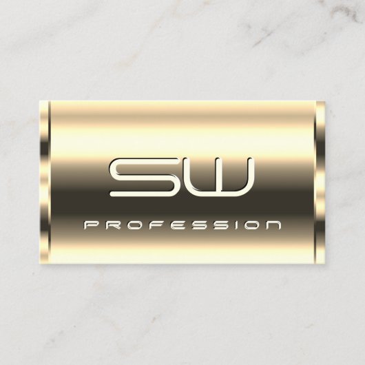 Elegante Lichte Gouden Glanzende Optica 3D Monogra Visitekaartje (Voorkant)