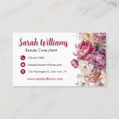 Elegante lichte kastanjebruine en beige bloemen visitekaartje (Achterkant)