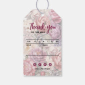 Elegante lichte marmeren en beige bloemrijke bedri cadeaulabel (Achterkant)