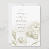 Elegante Lichte Olijfgroene Bloemen QR RSVP Huweli Kaart (Voorkant)