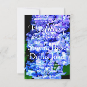 Elegante lichte paarse blauwe bloemenhortensia bru kaart