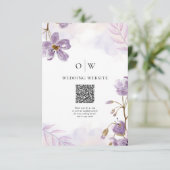 Elegante lichte Paarse Bloemen QR Code Huwelijk Informatiekaartje (Staand voorkant)