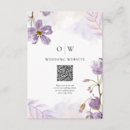 Elegante lichte Paarse Bloemen QR Code Huwelijk Informatiekaartje