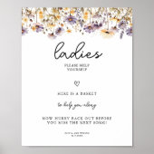 Elegante lichte Paarse Bloemen Trouwbadkamer Poster (Voorkant)