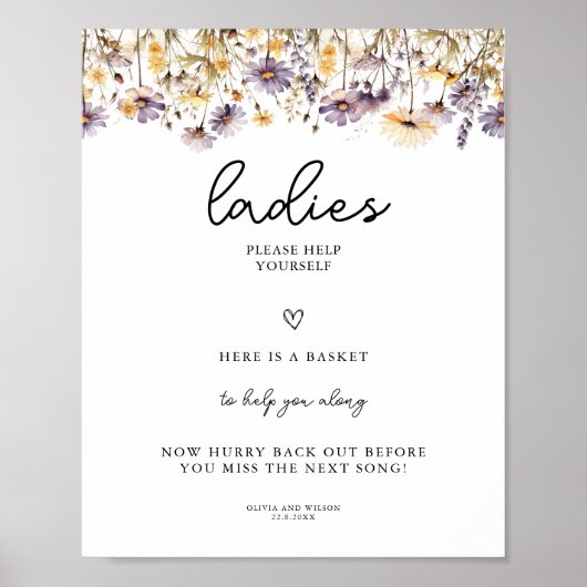 Elegante lichte Paarse Bloemen Trouwbadkamer Poster (Voorkant)
