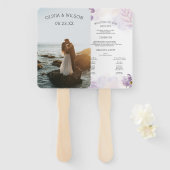 Elegante lichte Paarse Bloemen Trouwprogramma Foto Handwaaier (Voorkant en achterkant)