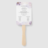 Elegante lichte Paarse Bloemen Trouwprogramma Foto Handwaaier (Achterkant)