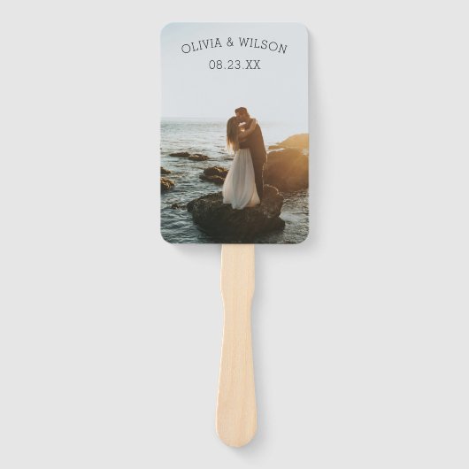 Elegante lichte Paarse Bloemen Trouwprogramma Foto Handwaaier (Voorkant)