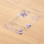 Elegante lichte Paarse bloemenbruiloft Acryl Uitnodigingen (Laagn)