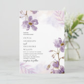 Elegante lichte Paarse bloemenbruiloft Kaart (Staand voorkant)