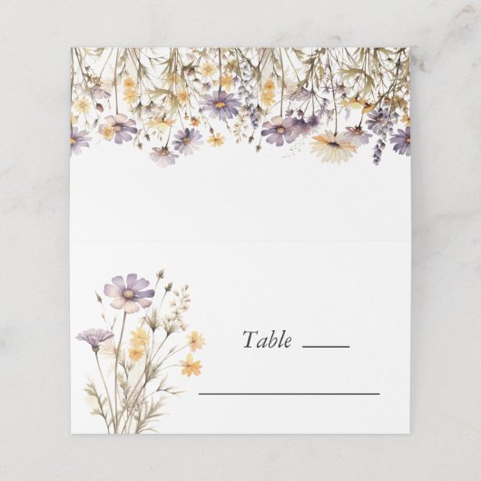 Elegante lichte Paarse bloemenbruiloft Plaatskaartje (Buitenkant ongevouwen)