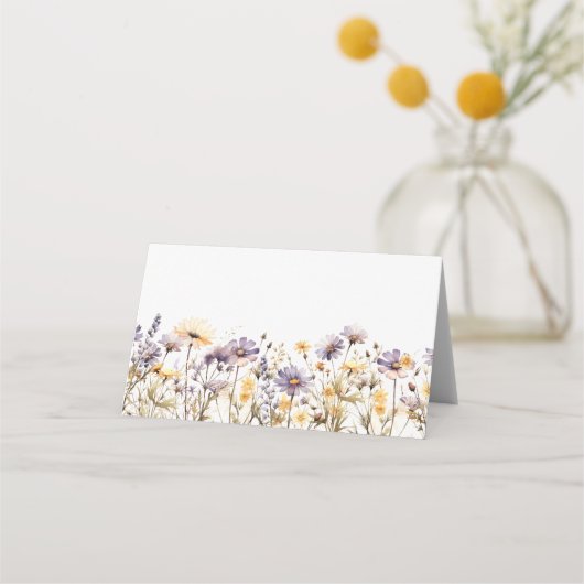 Elegante lichte Paarse bloemenbruiloft Plaatskaartje (Achterkant)