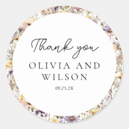 Elegante lichte Paarse bloemenbruiloft Ronde Sticker