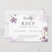 Elegante lichte Paarse bloemenbruiloft RSVP Kaartje (Voorkant)