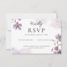 Elegante lichte Paarse bloemenbruiloft RSVP Kaartje