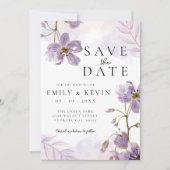 Elegante lichte Paarse bloemenbruiloft Save The Date (Voorkant)