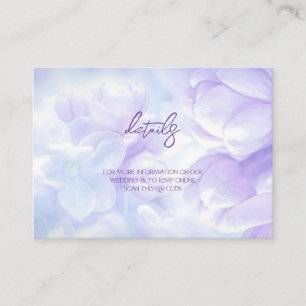 Elegante lichte paarse seringen bloemen bruiloft informatiekaartje
