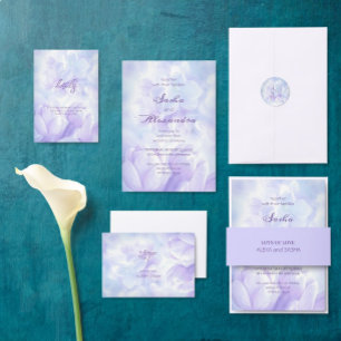 Elegante lichte paarse seringen bloemen bruiloft informatiekaartje