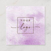 Elegante lichte paarse waterverf aangepaste logo vierkante visitekaartje (Achterkant)