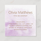 Elegante lichte paarse waterverf aangepaste logo vierkante visitekaartje (Voorkant)