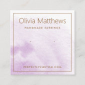 Elegante lichte paarse waterverf oorbel kaart vierkante visitekaartje (Voorkant)