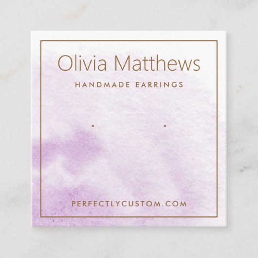 Elegante lichte paarse waterverf oorbel kaart vierkante visitekaartje (Voorkant)