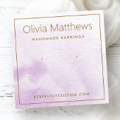 Elegante lichte paarse waterverf oorbel kaart vierkante visitekaartje