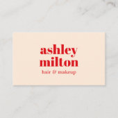 Elegante lichte pastel rood vet haar salon visitekaartje (Voorkant)