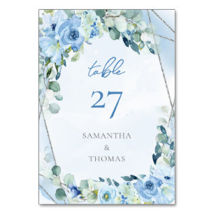 Elegante lichte pastelblauwe bloemen salie eucalyp kaart