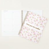 Elegante lichte poederroze monogram bloemblaadjes planner (Display)