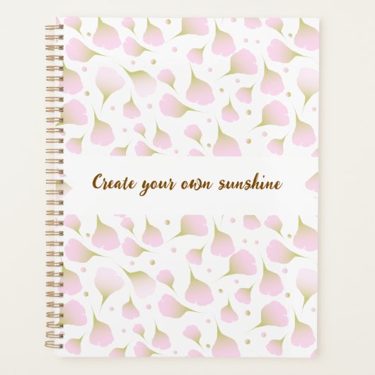 Elegante lichte poederroze monogram bloemblaadjes planner (Voorkant)
