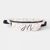 Elegante lichte poederroze monogram patroon heupta heuptasje (Voorkant)