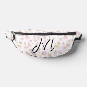 Elegante lichte poederroze monogram patroon heupta heuptasje