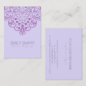 Elegante Lichte Purpl Achtergrond Paarse  Kant Visitekaartje (Voorkant / Achterkant)