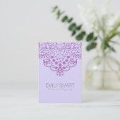 Elegante Lichte Purpl Achtergrond Paarse  Kant Visitekaartje (Staand voorkant)