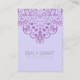 Elegante Lichte Purpl Achtergrond Paarse  Kant Visitekaartje