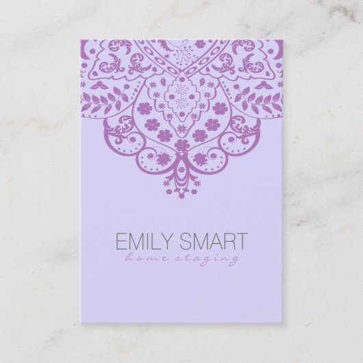 Elegante Lichte Purpl Achtergrond Paarse  Kant Visitekaartje (Voorkant)