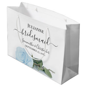 Elegante lichte stoffige blauwe roos bruidsmeisje groot cadeauzakje