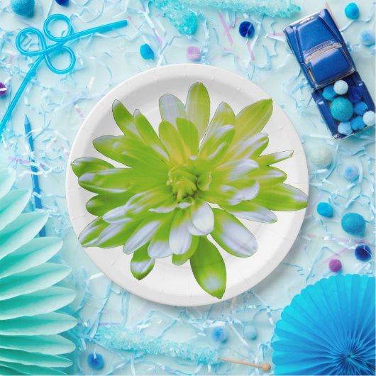 Elegante lichte zachte groene bloemen bloem papieren bordje (Feest)