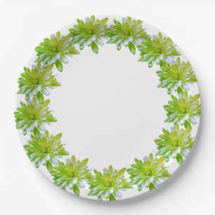 Elegante lichte zachte groene bloemen bloem papieren bordje