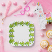 Elegante lichte zachte groene bloemen bloem papieren bordje (Feest)