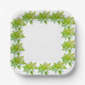 Elegante lichte zachte groene bloemen bloem papieren bordje (Voorkant)