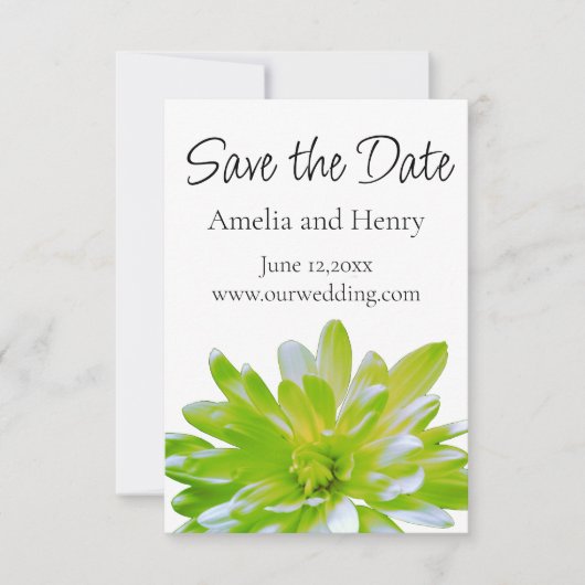 Elegante lichte zachte groene bloemen bloem save the date (Voorkant)
