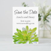 Elegante lichte zachte groene bloemen bloem save the date (Staand voorkant)